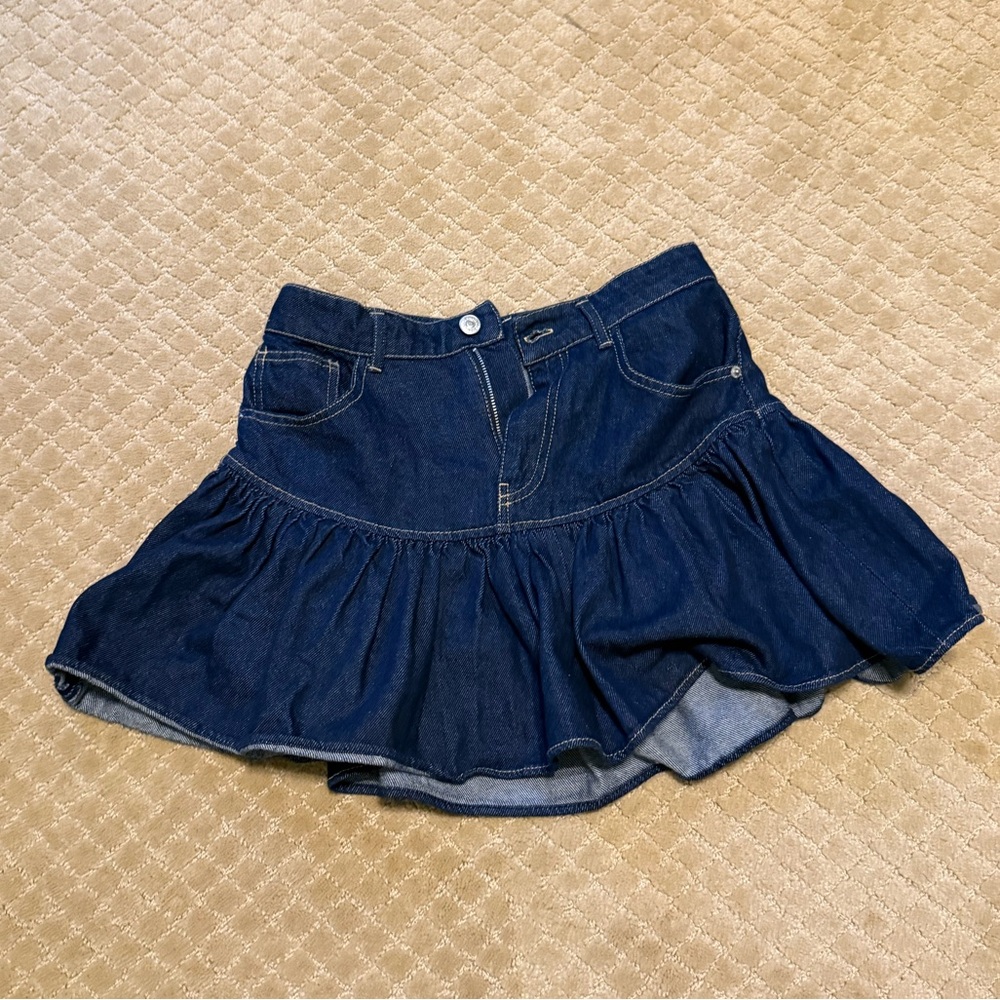 Zara Blue Ruffled Skater Mini Skirt